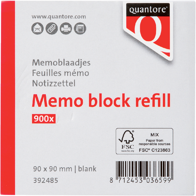 Memoblaadjes Quantore losbladig 90x90x90mm 900 vel