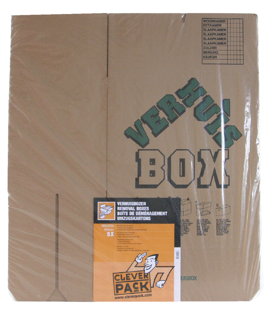 Verhuisdoos CleverPack bedrukt 480x320x360mm pak à 25 stuks