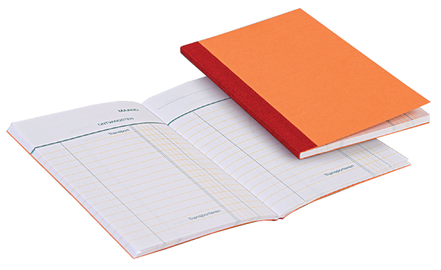 Kasboek 135x83mm 72blz 1 kolom oranje