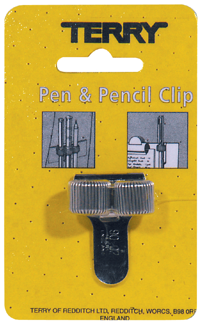 Penhouder Terry clip voor 2 pennen/potloden zilverkleurig