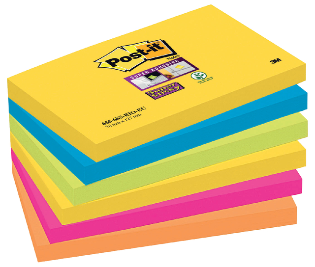 Memoblok 3M Post-it 655 Super Sticky 76x127mm Rio