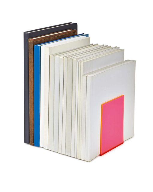 Boekensteun MAUL 10x10x13cm acryl set 2 neon rood transparant