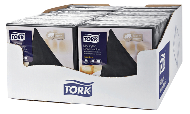 Dinnerservetten Tork  LinStyle 1/4-vouw 1-laags 50st zwart 478726