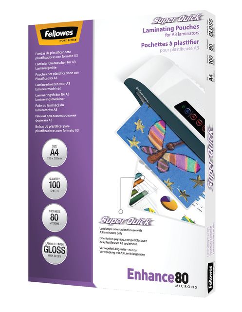 Lamineerhoes Fellowes A4 Superquick 2x80micron 100stuks