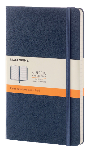 Notitieboek Moleskine large 210X130mm lijn hard cover sapphire blue