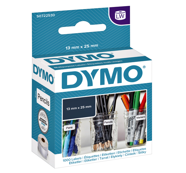 Etiket Dymo LabelWriter multifunctioneel 13x25mm 1 rol á 1000 stuks wit