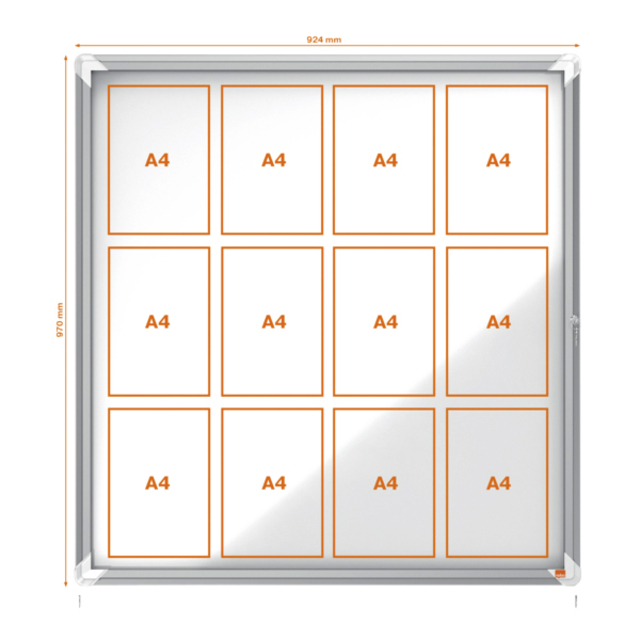 Buitenvitrine Nobo Premium Plus 12x A4 draaideur magnetisch