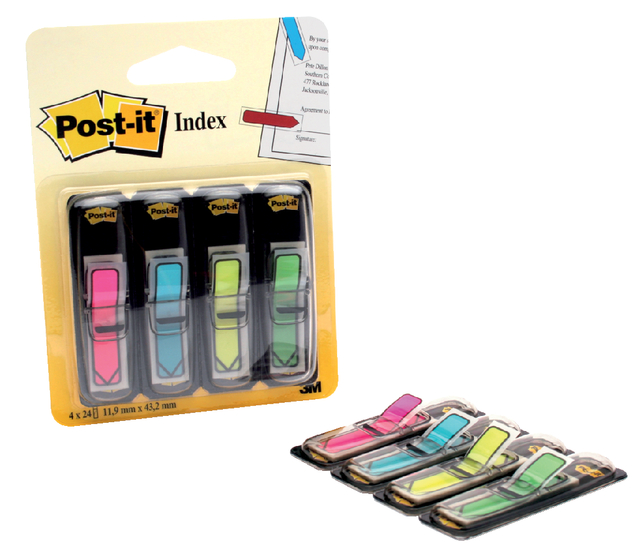 Indextabs 3M Post-it 684 12x43mm pijl neon assorti