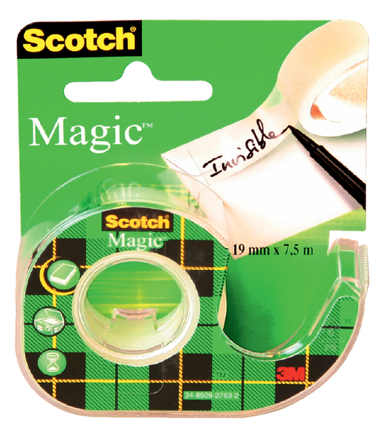 Plakband Scotch Magic 810 19mmx7.5m onzichtbaar + afroller