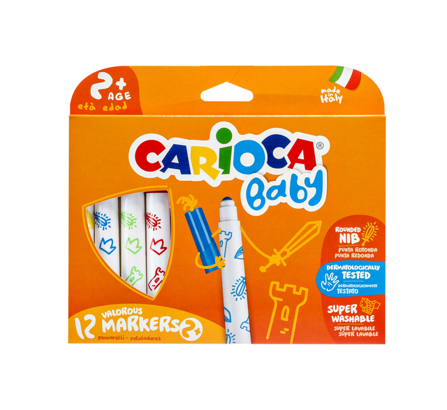 Viltstiften Carioca Baby set à 12 kleuren