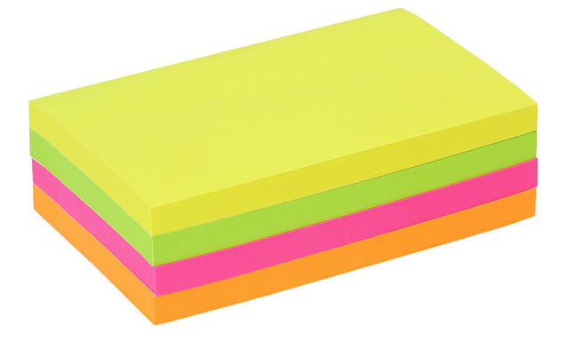 Memoblok Quantore 76x127mm neon assorti 4 kleuren