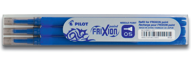 Rollerpenvulling PILOT friXion fijn blauw set à 3 stuks