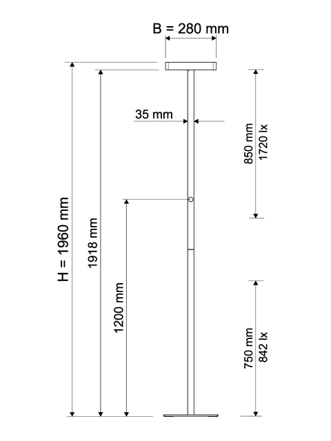 Vloerlamp MAUL Javal LED dimbaar hoog 195cm aluminium