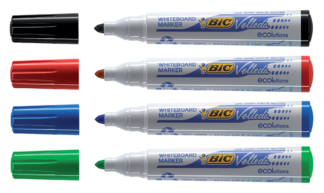 Viltstift Bic Velleda 1701 whiteboard rond large assorti doos à 4 stuks