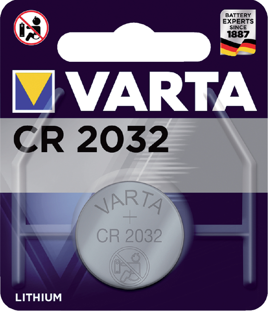 Batterij Varta knoopcel CR2032 lithium blister à 1stuk