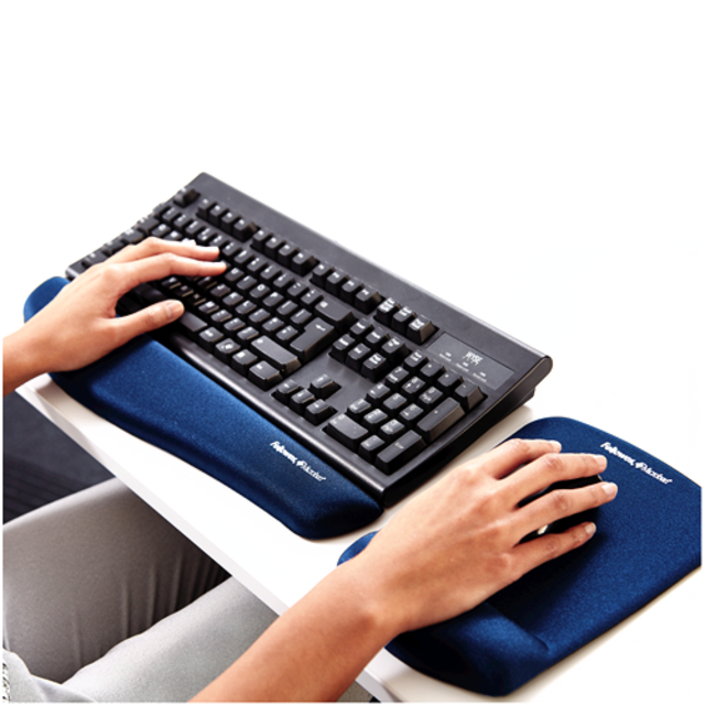 Muismat met polssteun Fellowes Plush Touch blauw