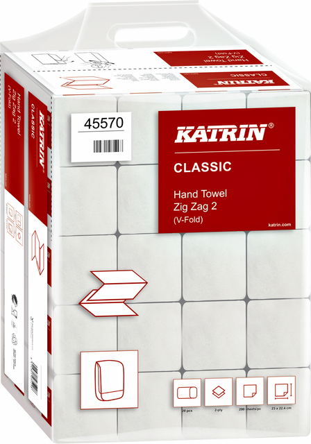 Handdoek Katrin 45570 Zig-Zag 2laags 23x23cm 20x200st