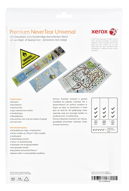 Nevertear Xerox Premium Universal A4 polyester 136micron wit 10vel