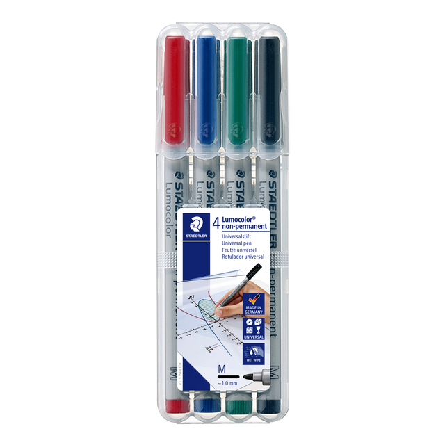 Viltstift Staedtler Lumocolor 315 non permanent M set à 4 stuks assorti