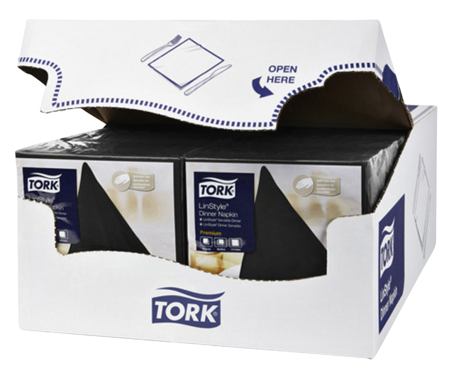 Dinnerservetten Tork  LinStyle 1/4-vouw 1-laags 50st zwart 478726