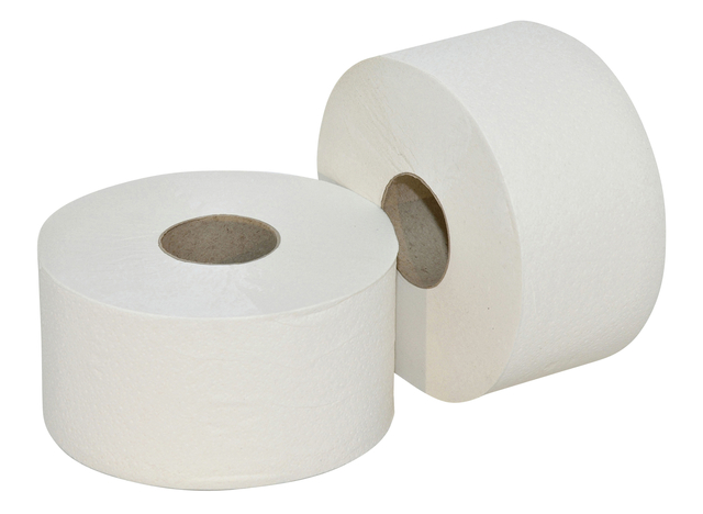 Toiletpapier Euro Products Q5 mini jumbo 2l recycled 180m wit 240218