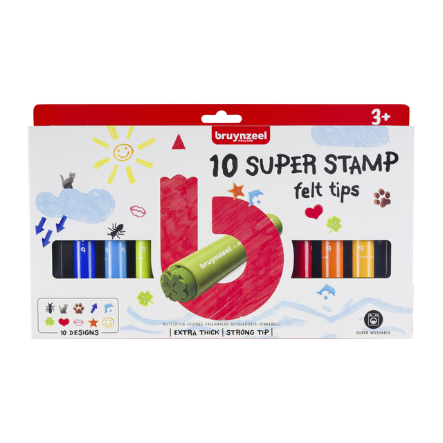 Stempelstift Bruynzeel Kids super set à 10 stuks assorti