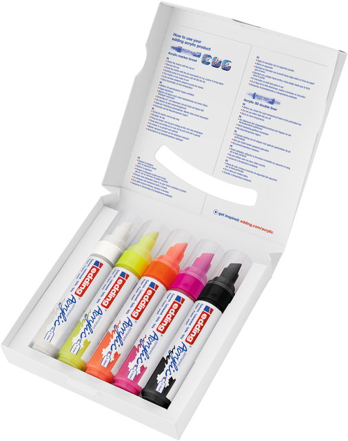 Acrylmarker edding e-5000 breed neon assorti set à 5 stuks