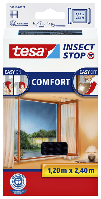 Insectenhor tesa® Insect Stop COMFORT buitendraaiende ramen 1,2x2,4m zwart