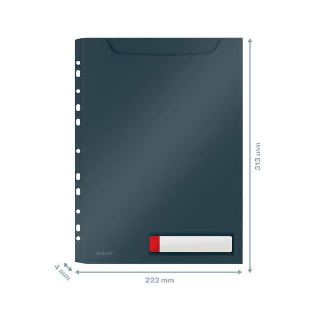 Insteekmap U-model Leitz Cosy harmonica A4 met perforatiestrip PP grijs