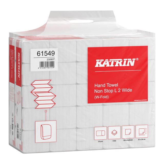 Handdoek Katrin W-vouw 2-laags wit 320x240mm