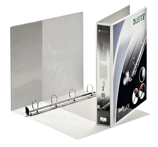 Presentatieringband Leitz SoftClick A4 Maxi 4-rings D-mech 30mm wit