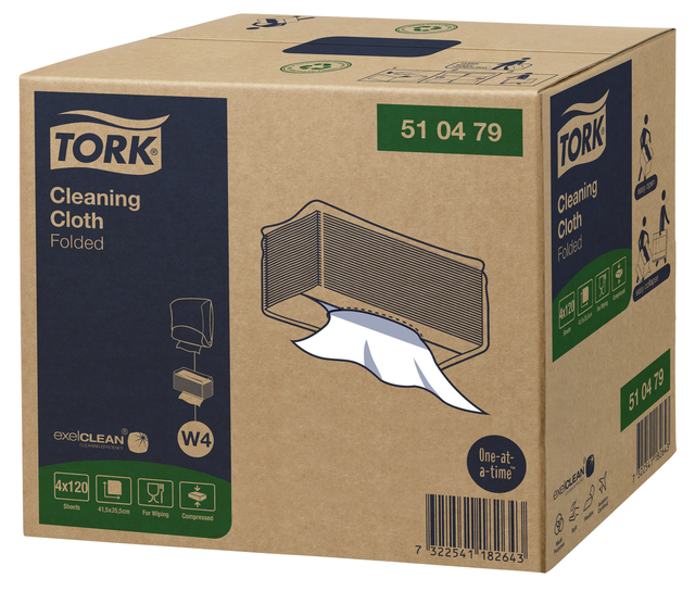 Reinigingsdoek Tork Cleaning W4 flexibel nonwoven 120st wit 510479