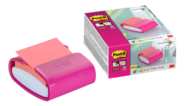 Memoblokdispenser 3M Pro tbv Post-it Z-Notes 76x76mm fuchsia