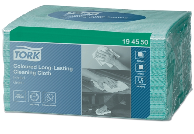 Reinigingsdoek Tork Long lasting W8 multifunctioneel groen 194550