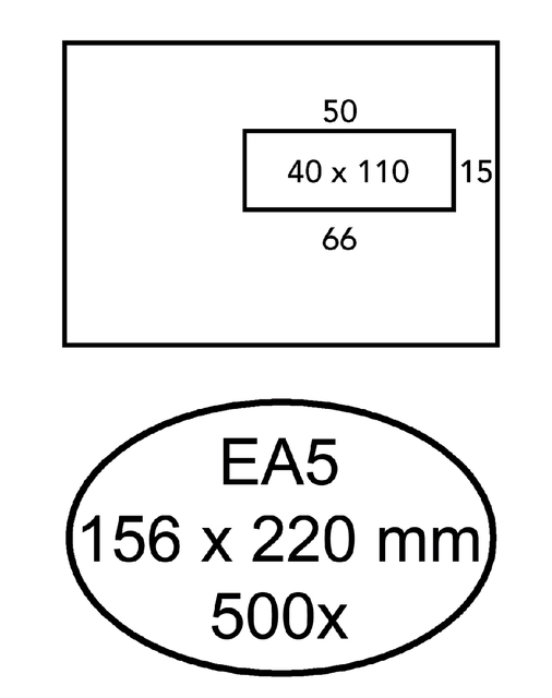 Envelop Hermes EA5 156x220mm venster 4x11 rechts zelfkl 500st