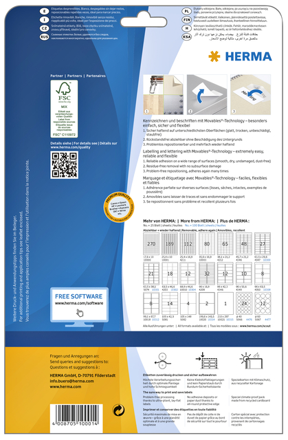 Etiket HERMA 10001 A4 25.4x10mm verwijderbaar wit