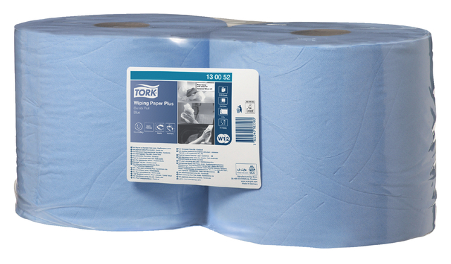 Poetspapier Tork Wiping Plus Combi W1/2  255m blauw 130052