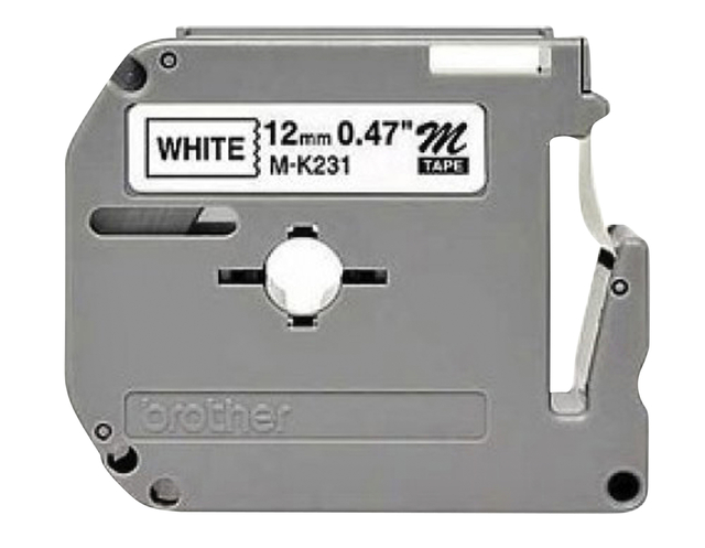 Labeltape Brother P-touch M-K231 12mm zwart op wit