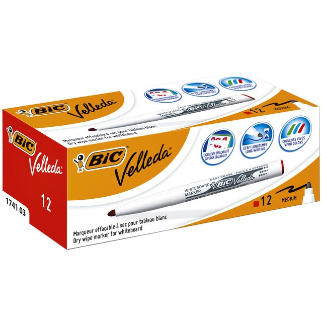 Viltstift Bic Velleda 1741 whiteboard rond medium rood