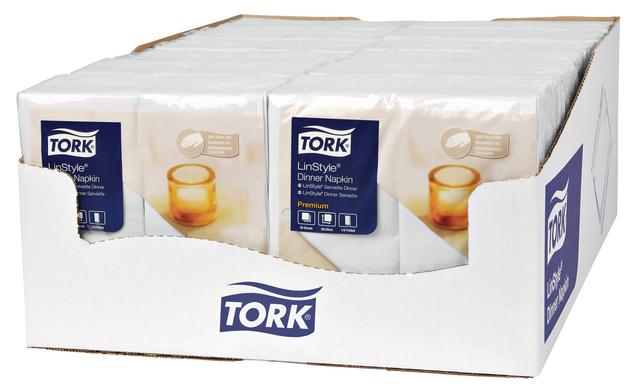 Dinnerservetten Tork Premium LinStyle® 1/8 gevouwen 1-laags 50 st wit 478145