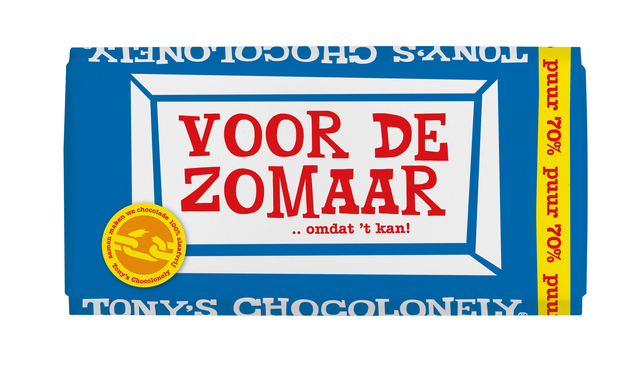 Chocolade Tony's Chocolonely  puur zomaar reep 180gr