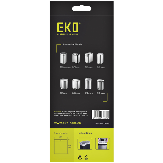 Afvalzak EKO MDPE type D met trekband 55x55cm 18-21L wit