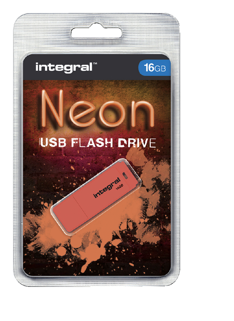 USB-stick 2.0 Integral 16Gb neon oranje
