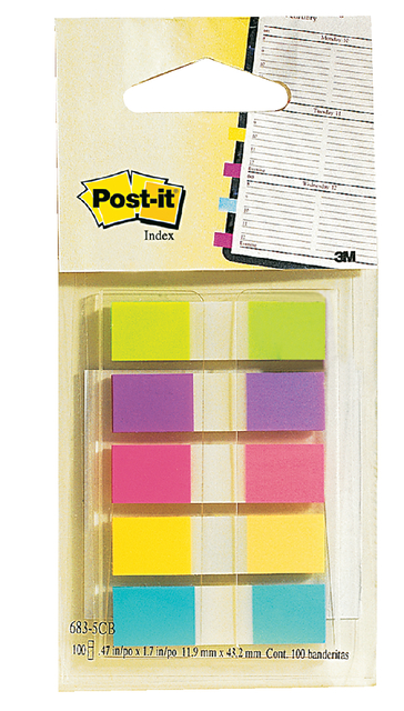 Indextabs 3M Post-it 6835 11.9x43.1mm assorti