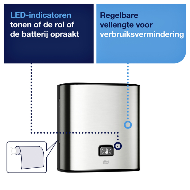 Handdoekdispenser  Tork Matic met sensor H1 roestvrij staal 460001