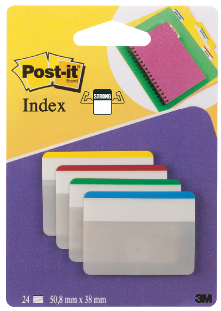 Indextabs 3M Post-it 686 38x50.8mm strong recht assorti