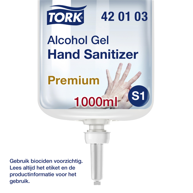 Alcoholgel Tork S1 voor handdesinfectie ongeparfumeerd 1000ml 420103