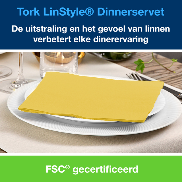 Dinnerservetten Tork LinStyle® 1/4-vouw 1-laags 50st mosterdgeel 478882