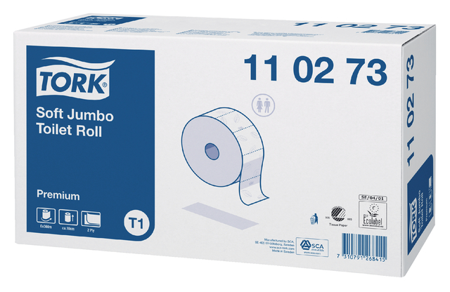 Toiletpapier Tork Jumbo T1 premium 2-laags 360m wit 110273