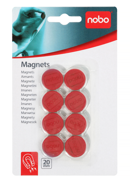 Magneet Nobo 20mm 120gr rood